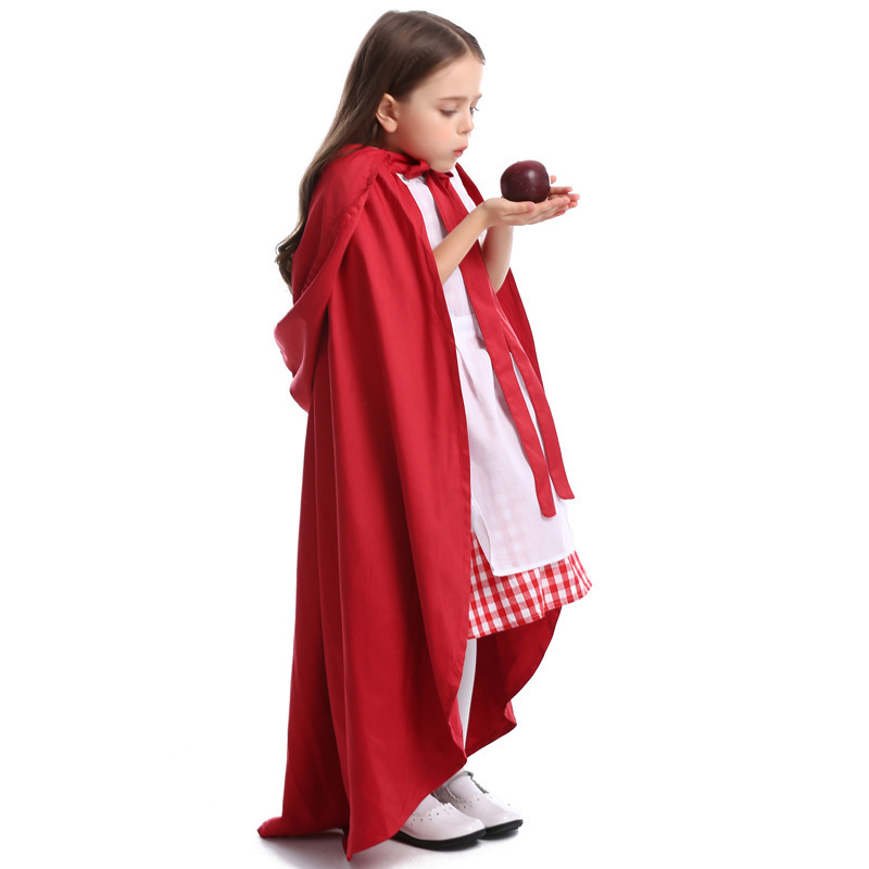 Halloween Costume for Girls Little Red Riding Hood Dress & Red Cloak with hood